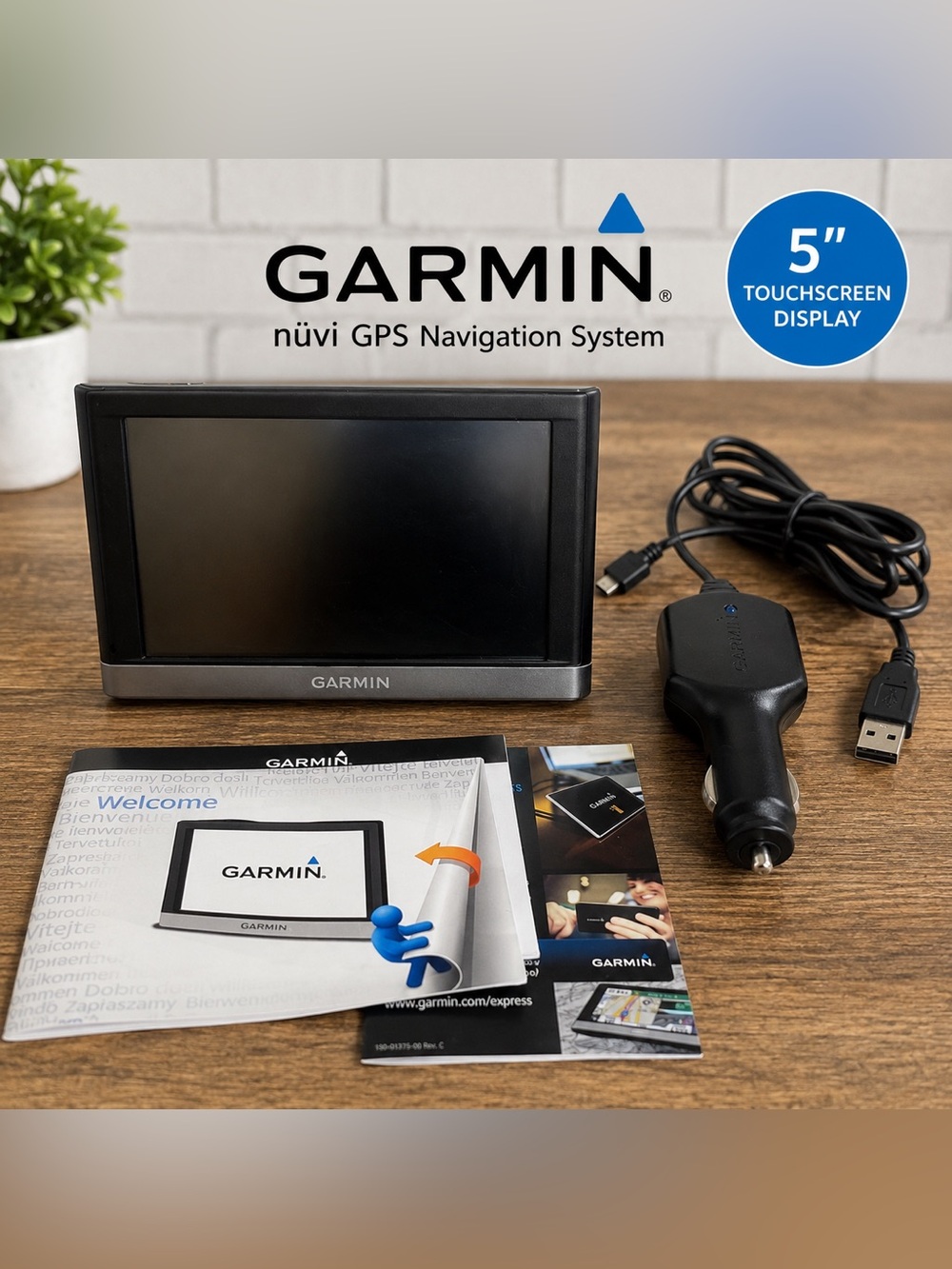Garmin nüvi GPS Navigation System 5” Touchscreen w/ Car Charger USB Cable manual